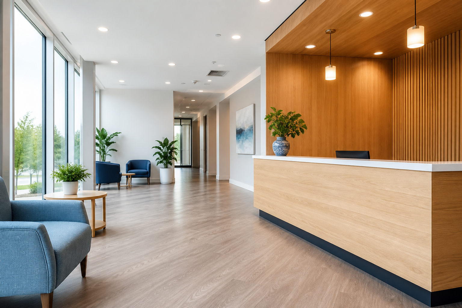 Bright modern accessible clinic reception
